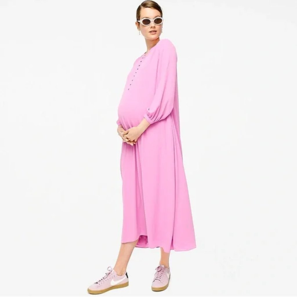 Hatch X J. Crew Chiffon Long Sleeve Midi Pink Dress Nwt